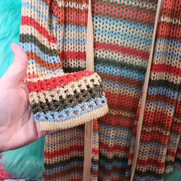 No boundaries Brown Rust Multiple Color Open Front Knit Long Sleeve Cardigan L - Picture 2 of 8